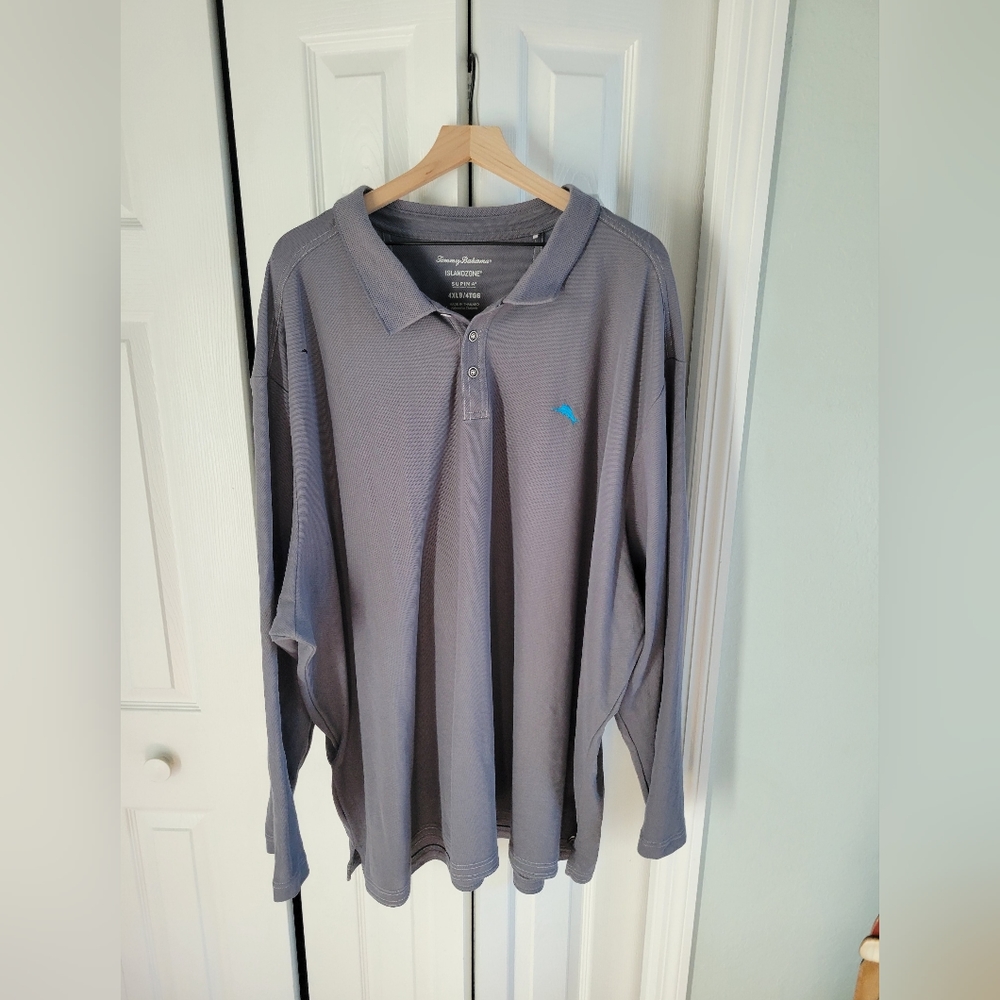 Tommy Bahama 4XLB Gray Island Zone Long Sleeve Polo